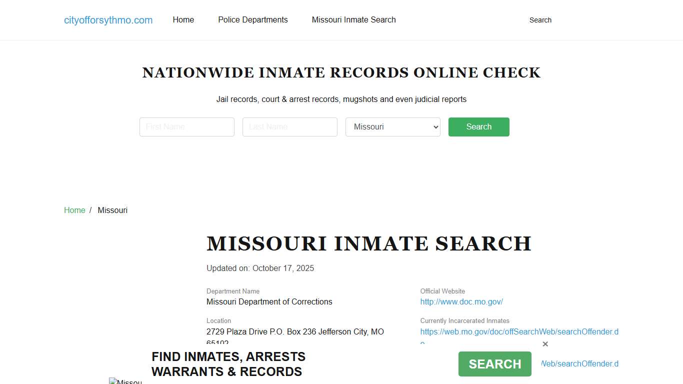 Missouri Inmate Search – Missouri DOC Offender Lookup